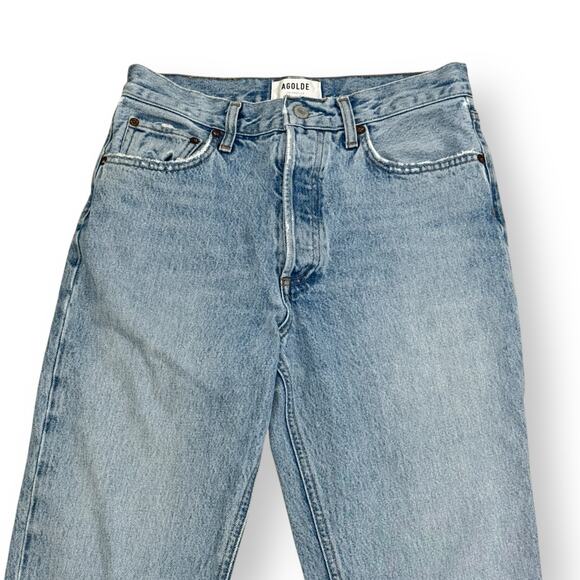 AGOLDE Relaxed Boot Jeans in Curio Size 25 Mid Rise Raw Hem Button Fly - Picture 5 of 13